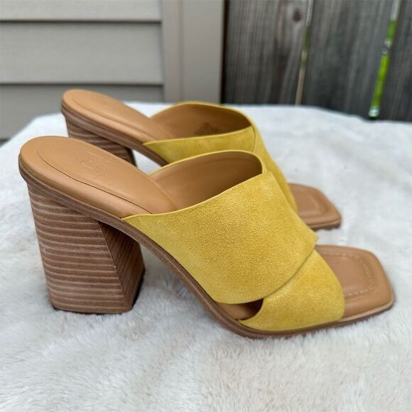Marc Fisher Women's Barli Yellow Block Heel Sandals Size 10 - Picture 1 of 7